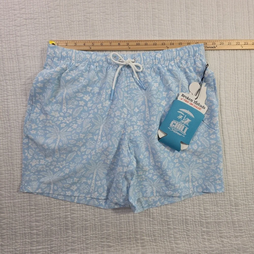 roken Threads Mens XL Swim Trunks New Light Blue Floral Board Shorts Mesh Lined